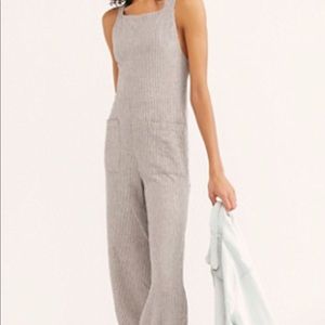 Free people stripes linen jumpsuit